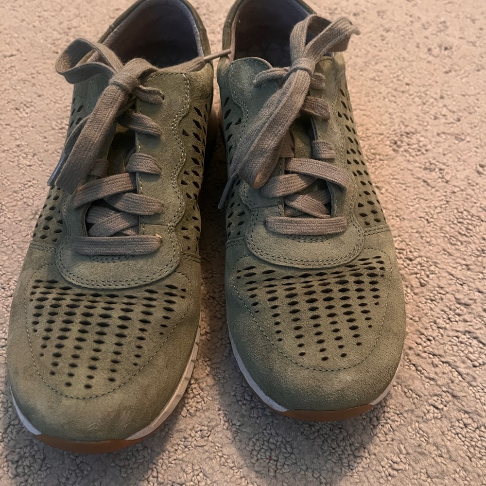 Green Suede Lace-Up Sneakers